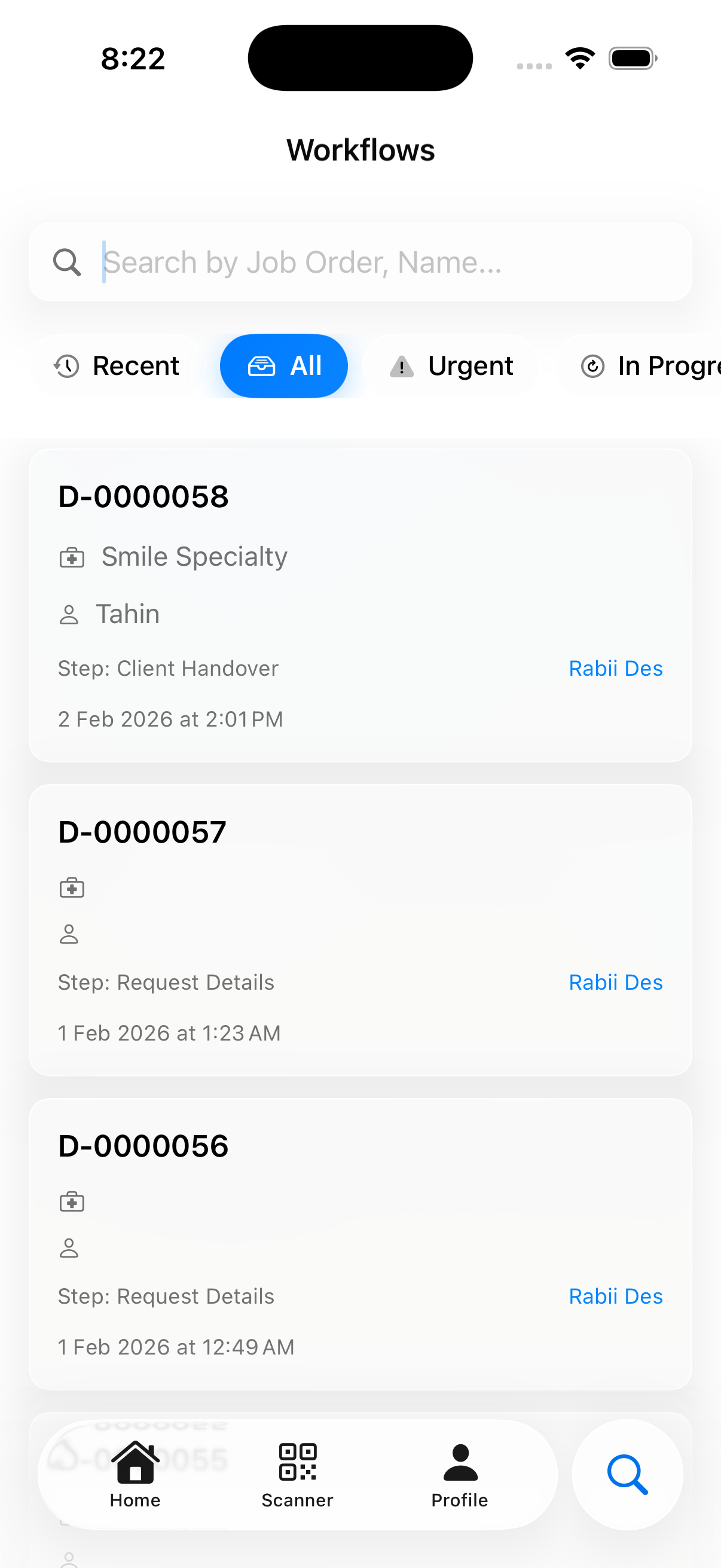 Reports and search interface